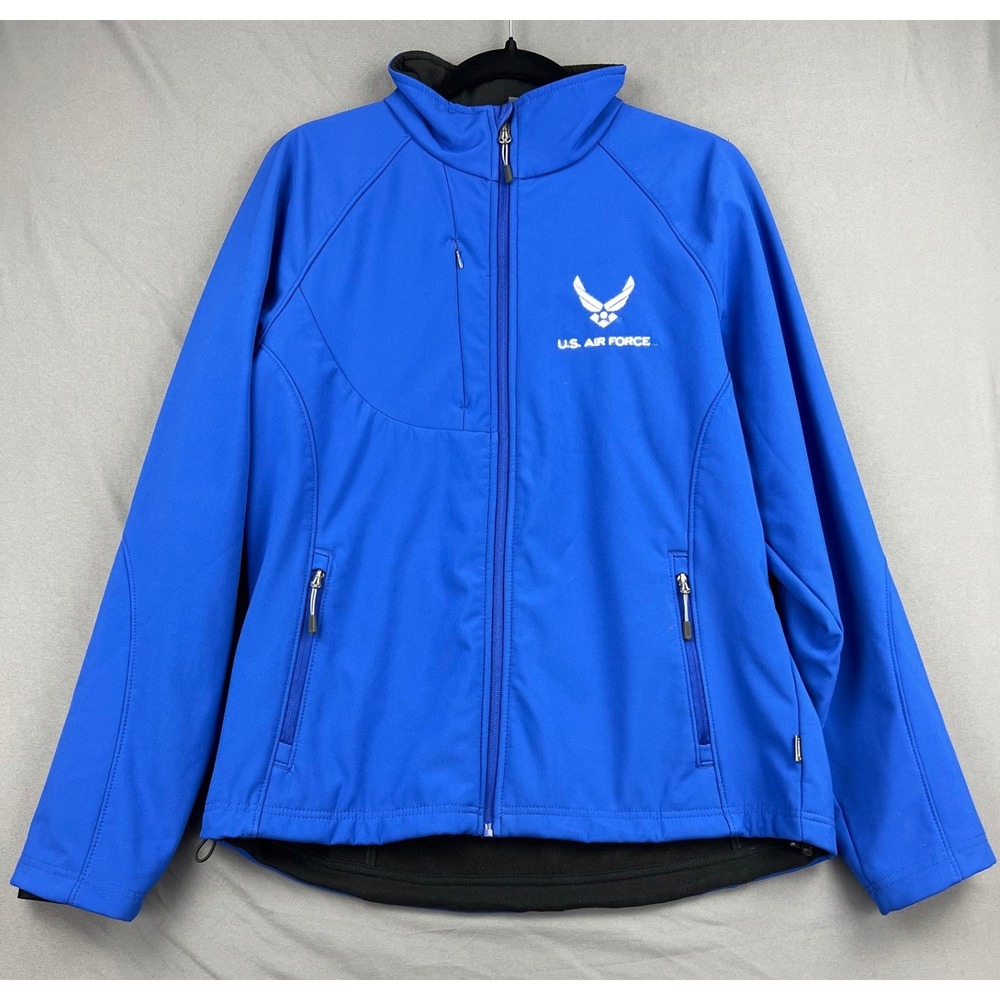 Landway US Air Force Jacket Womens XL Soft Shell Blue Full Zip Fleece Lined Coat